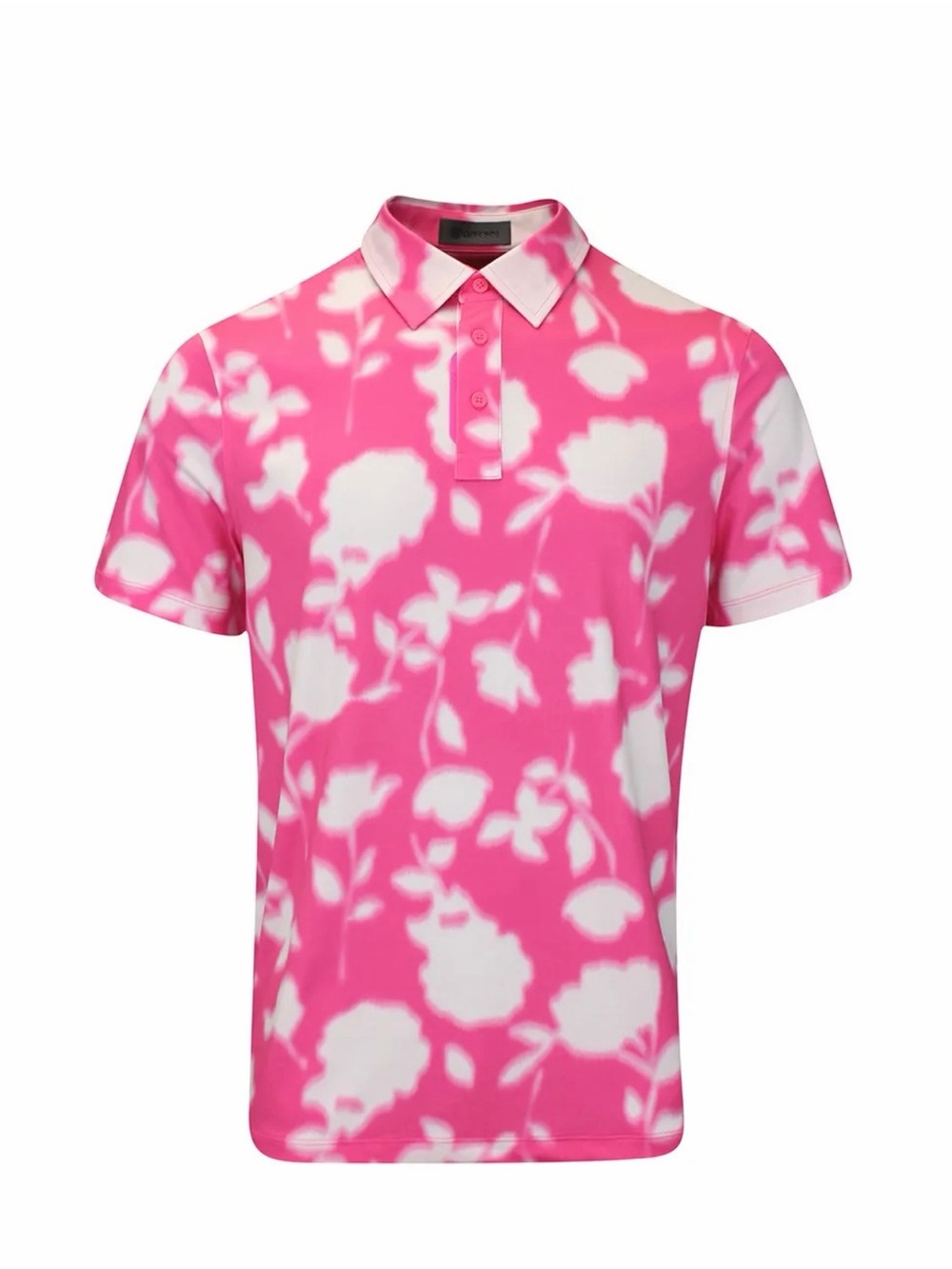 NWT G/FORE Golf Shirt - Blur Floral Tech Jersey Polo - Knockout Pink (Medium)